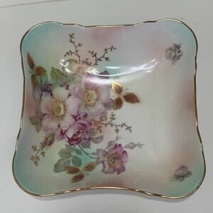 Vintage 1940's Schumann Arzberg Bavaria Rose Pattern Square Bowl